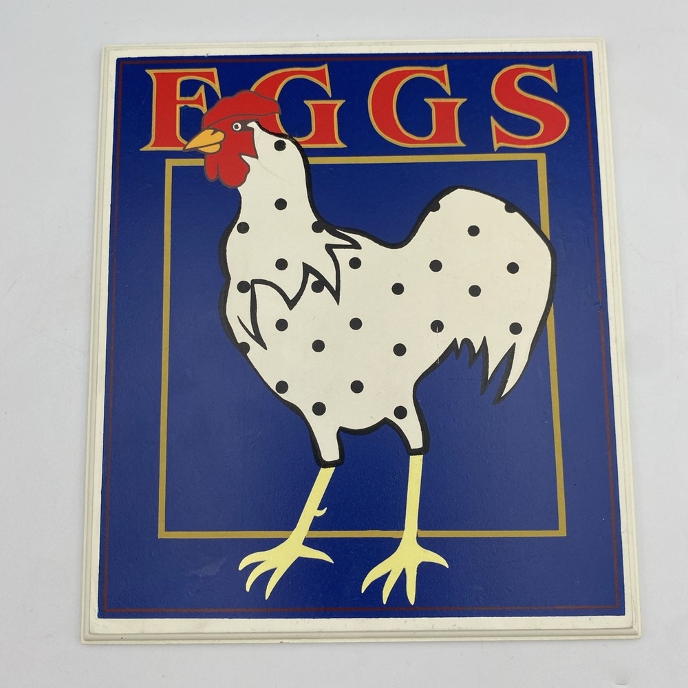 Vintage Pair of Wood Rooster Chicken Farm Eggs Wall Decor Signs‎ Colorful Rustic - Picture 3 of 7